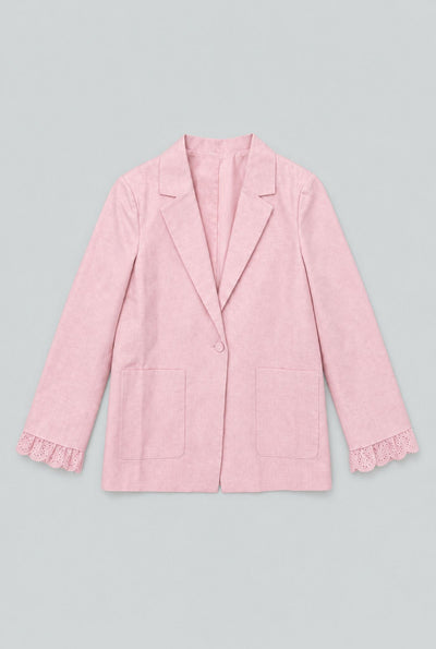 Blazer With Eyelet Cuffs - Pink