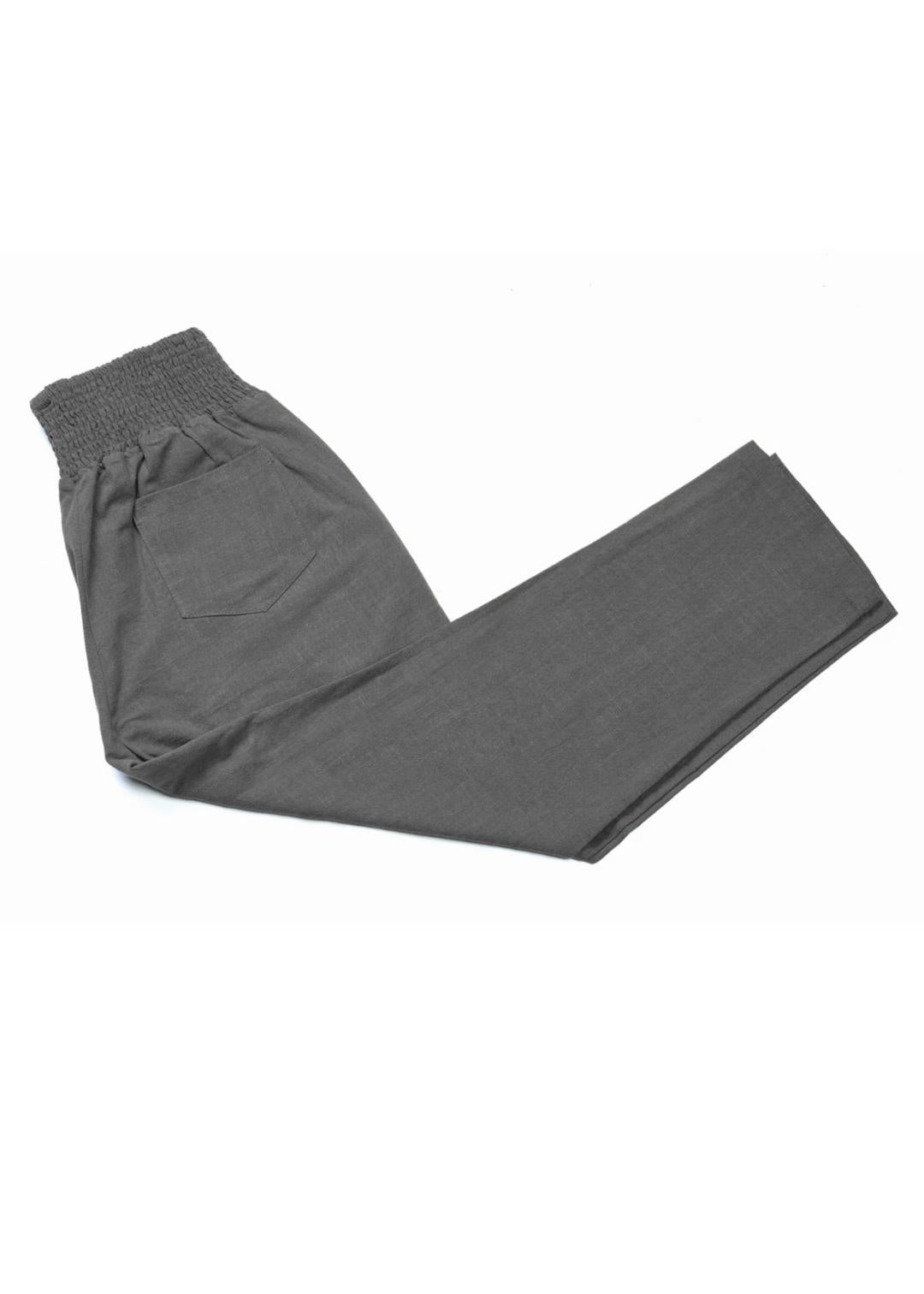 Adult Plus Size Transitional Maternity Smocked Linen Pant - Grey