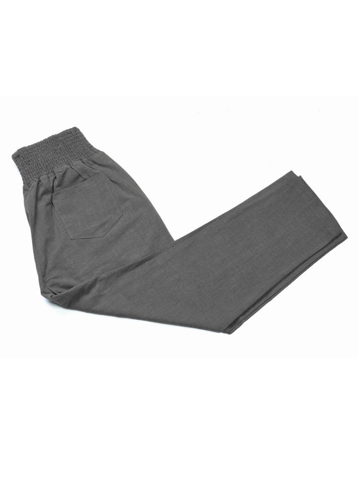 Adult Plus Size Transitional Maternity Smocked Linen Pant - Grey