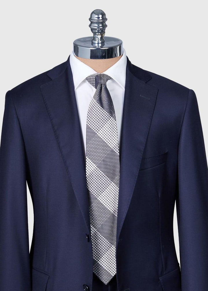 Woven Silk Patchwork Plaid Tie - Grey