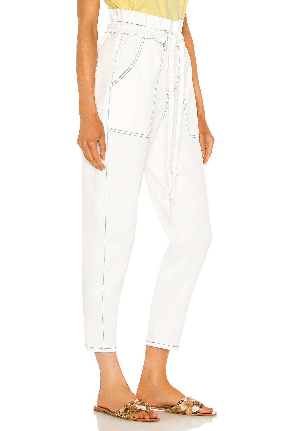 Harlow Paperbag Pants - White