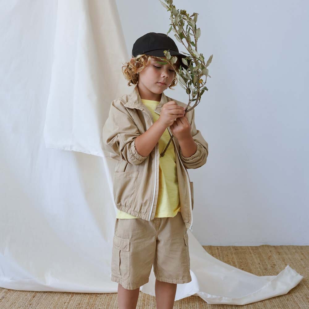 Poplin Bomber Jacket - Sand Outerwear My Little Cozmo 