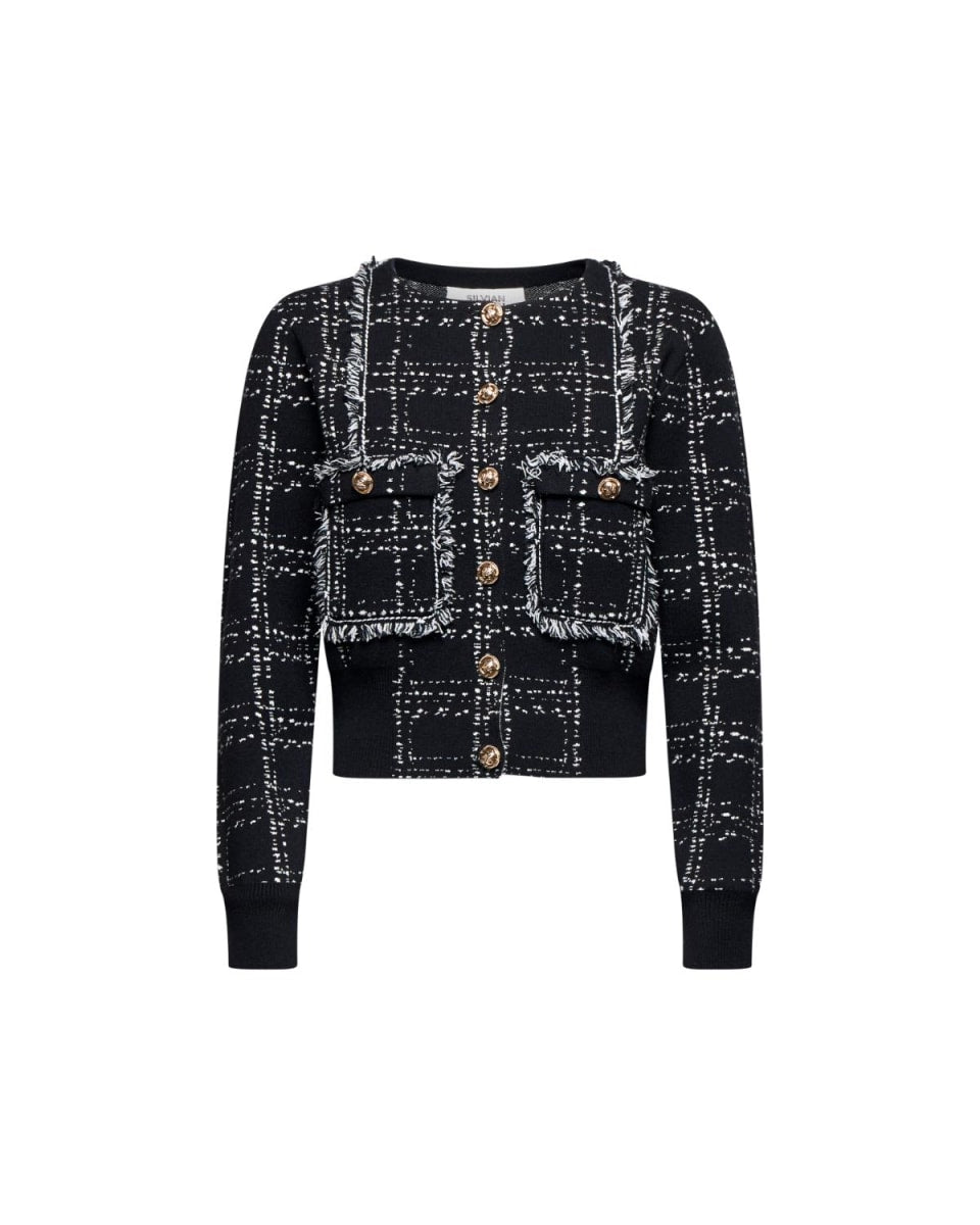 Short Cardigan With Tweed-effect Pattern