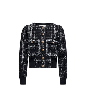 Short Cardigan With Tweed-effect Pattern