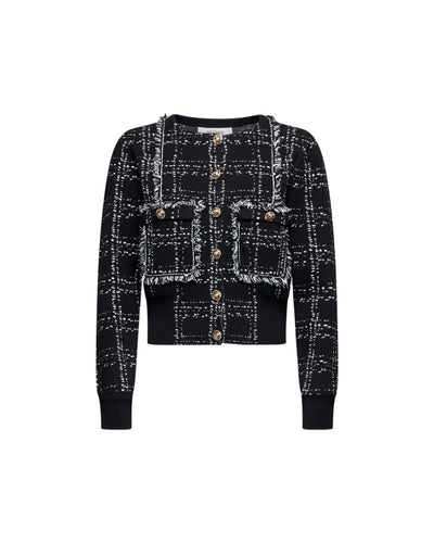 Short Cardigan With Tweed-effect Pattern