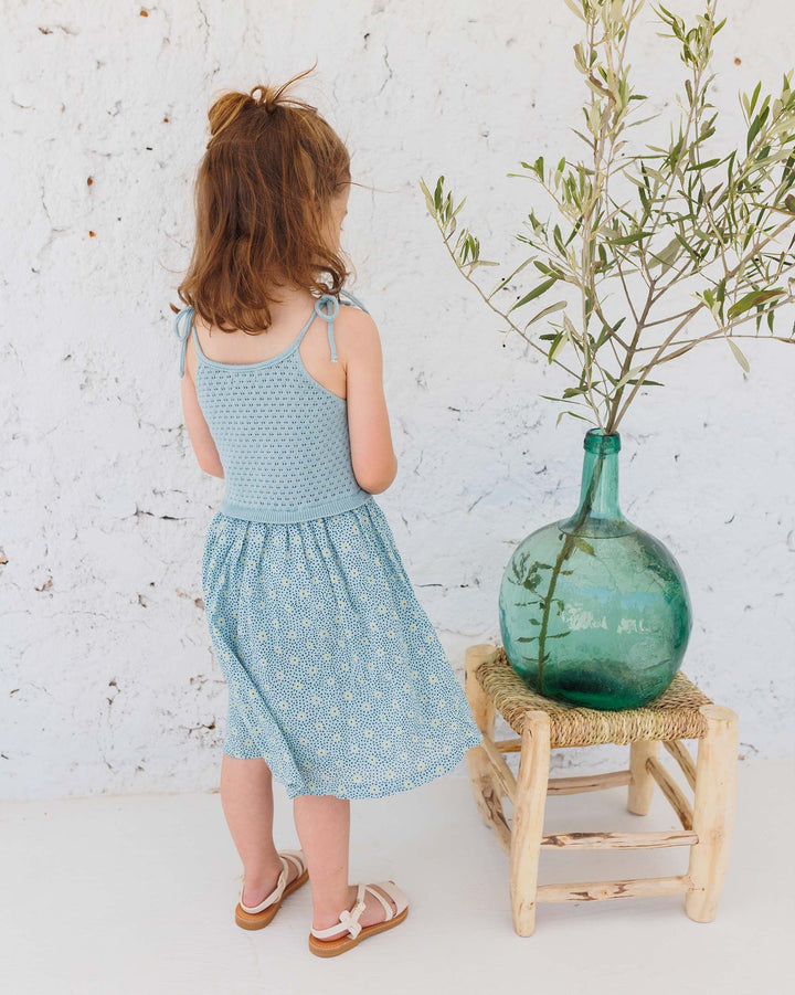 Flower Dots Dress - Blue