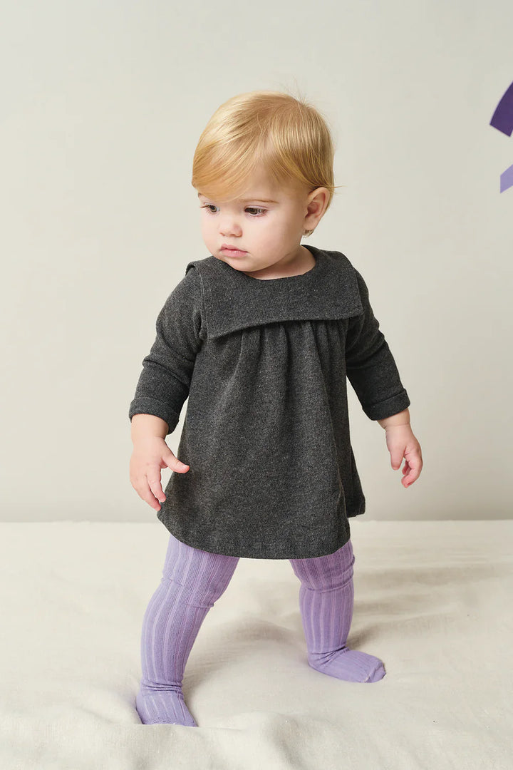 Soft Knit Baby Dress - Dark Grey