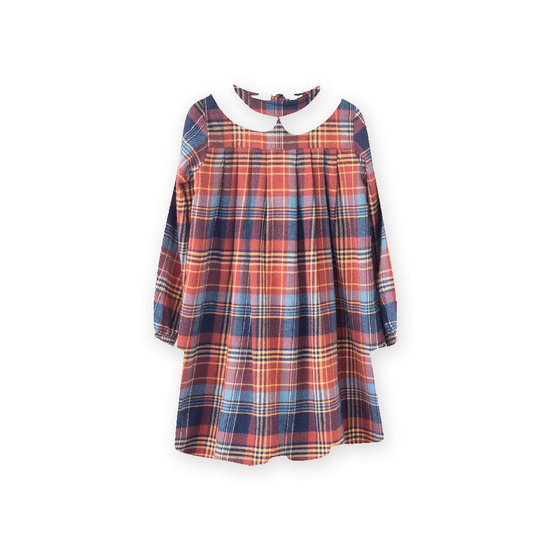 Brook Girls Dress - Rust Plaid