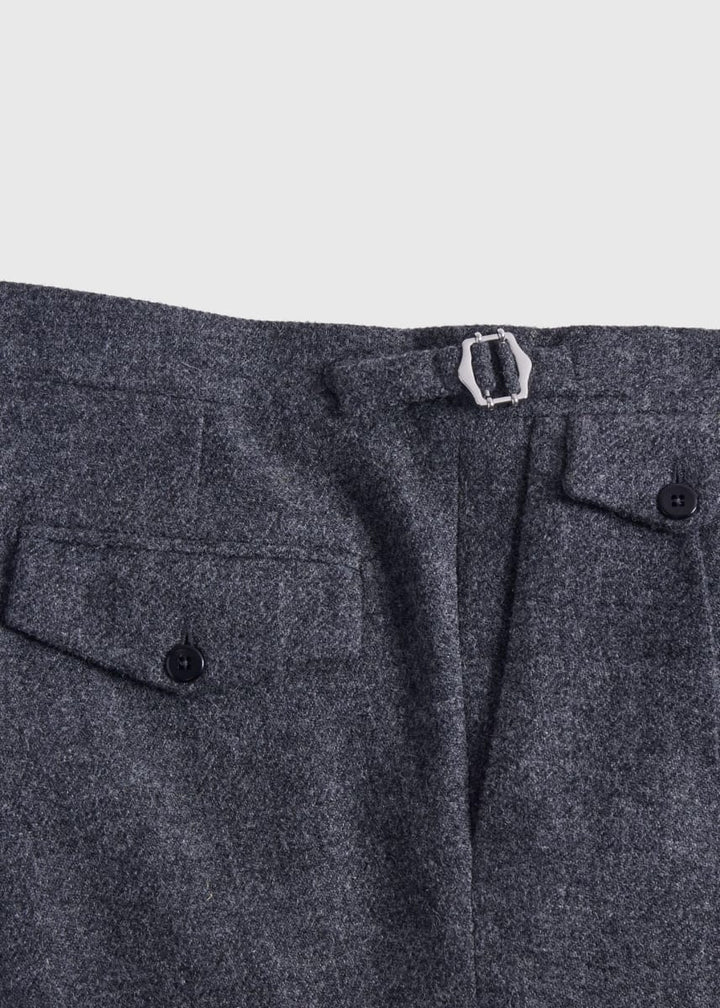 Shetland Wool French Pleat Trouser - Charcoal