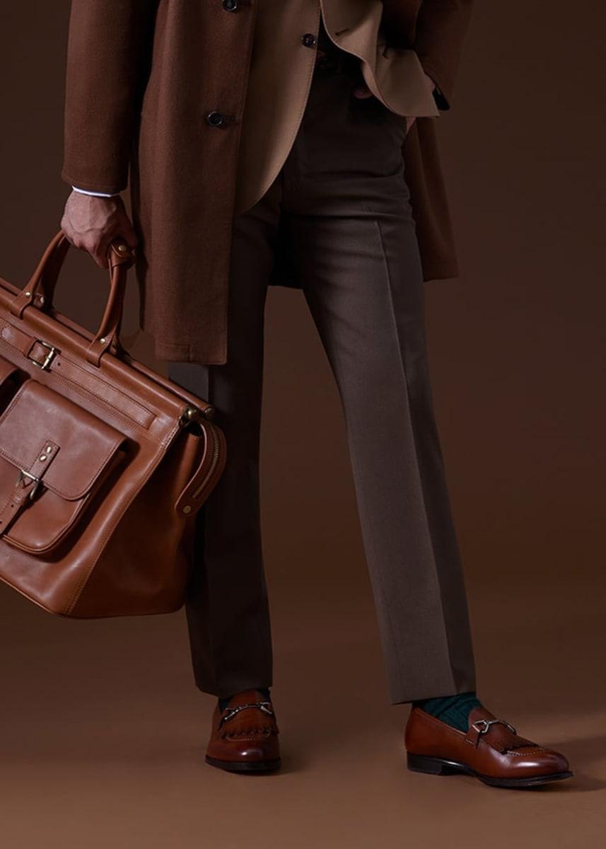 Wool Twill James Dress Trouser - Brown