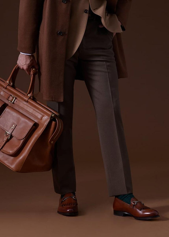 Wool Twill James Dress Trouser - Brown