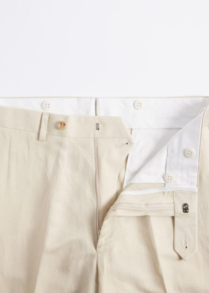 Linen/Silk Solid Dress Trouser - light tan