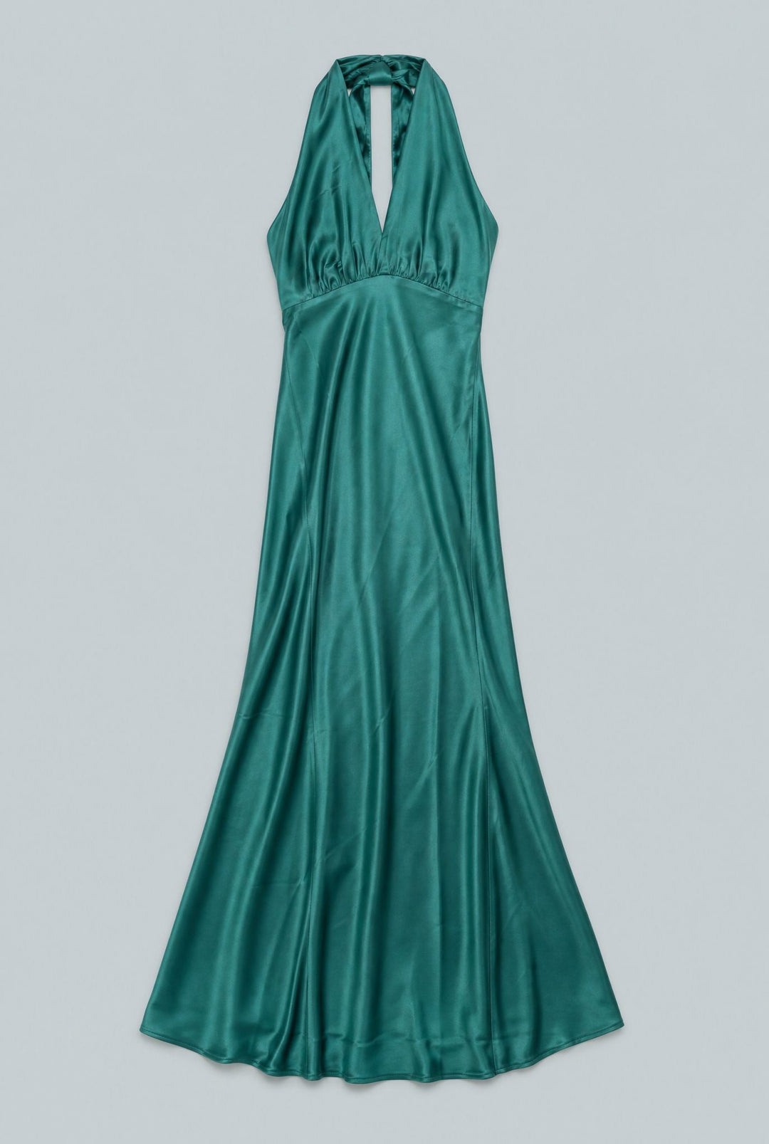 Silky Halter Cutout Gown - Emerald