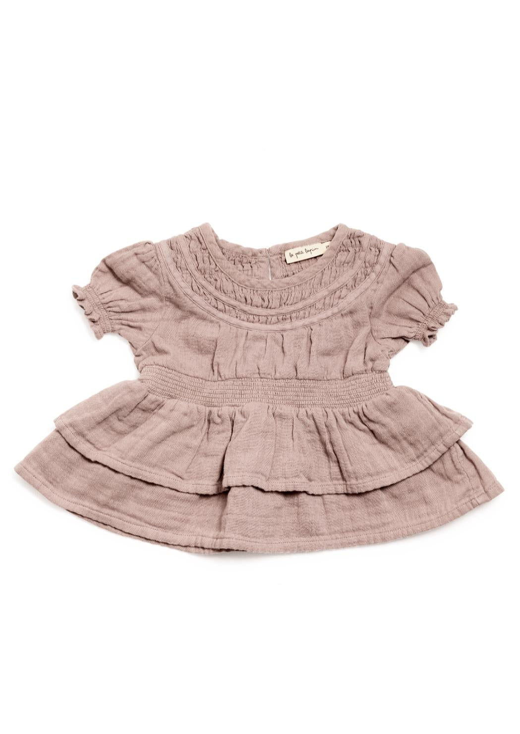 Baby Organic Muslin Layered Top - Raspberry Cream