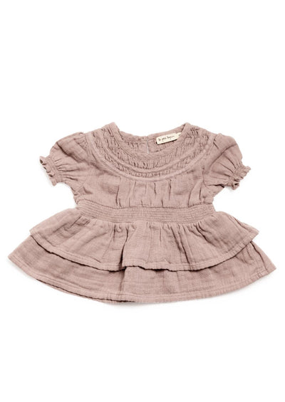 Baby Organic Muslin Layered Top - Raspberry Cream