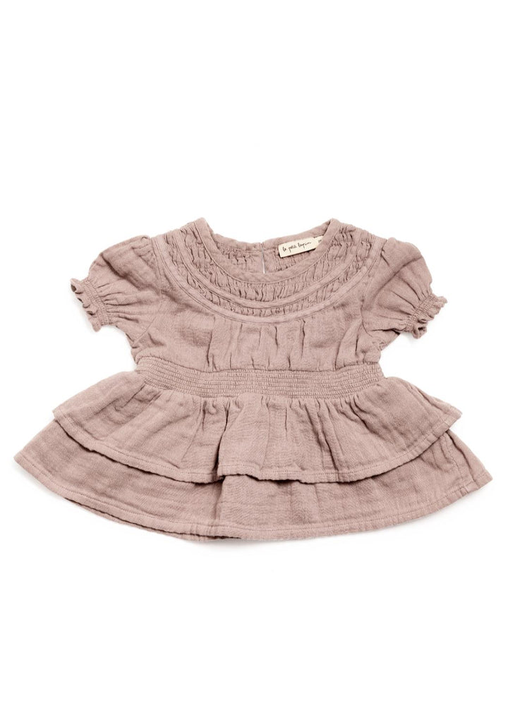 Baby Organic Muslin Layered Top - Raspberry Cream