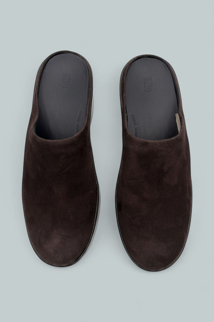 Platfforms Suede Heeled Mules - Chocolate Brown