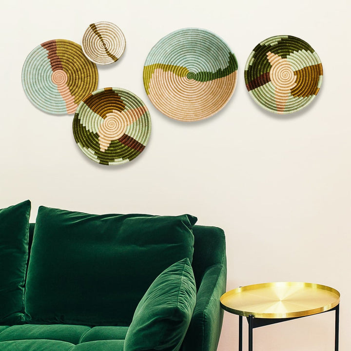 6" Small Striped Olive Round Basket