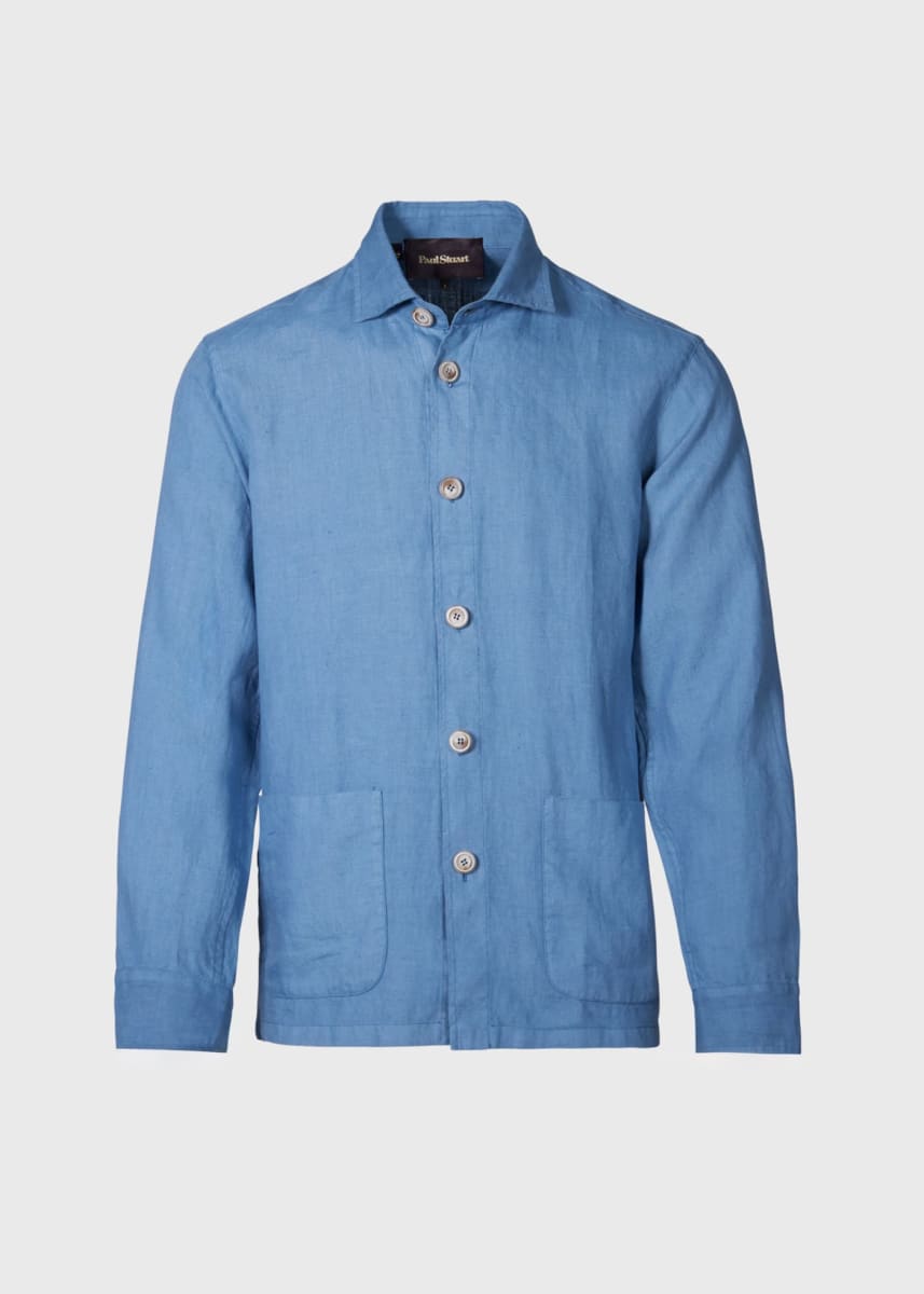 Linen Shirt Jacket - Slate Blue