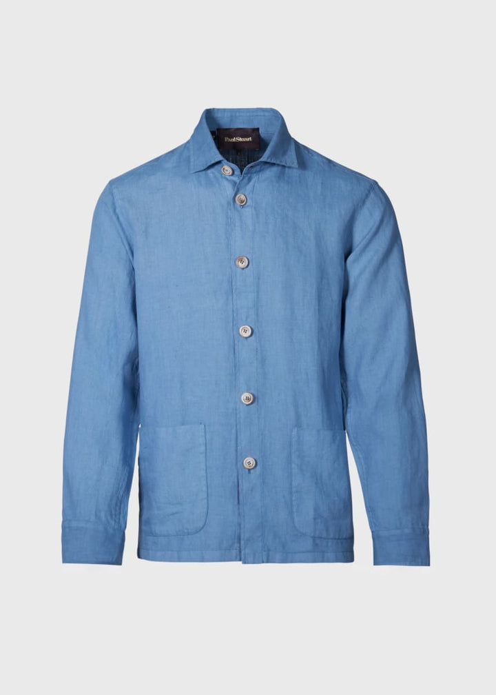 Linen Shirt Jacket - Slate Blue