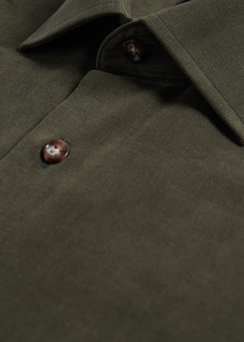 Micro Corduroy Sport Shirt - Forest Green