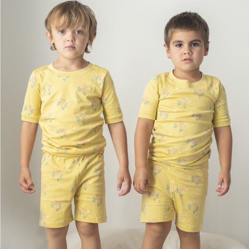 Short Sleeve Pajama Set Pima Cotton - Cactus Dusky