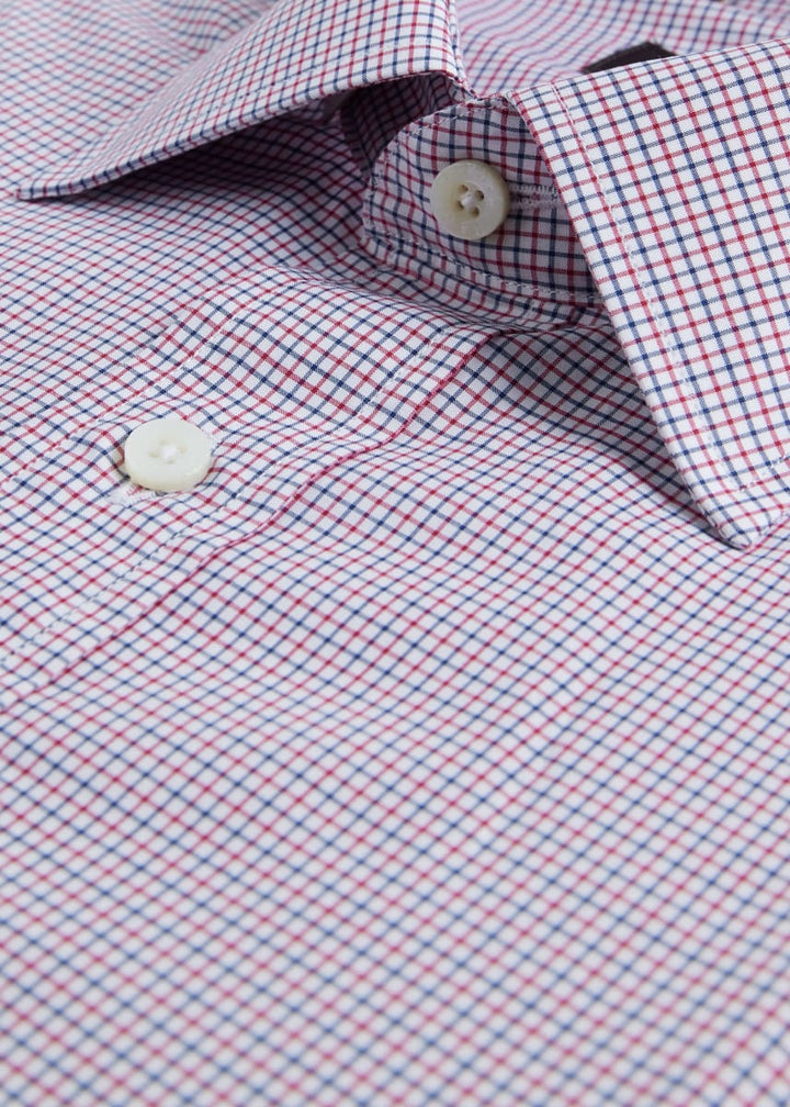 Micro Check Slim Fit Dress Shirt - Red