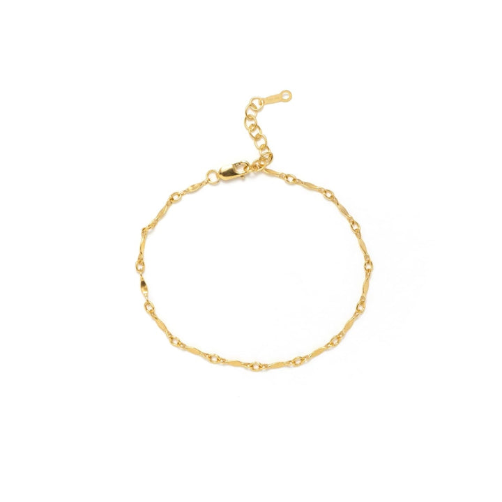 Dapped Bar Chain Gold-Filled Bracelet
