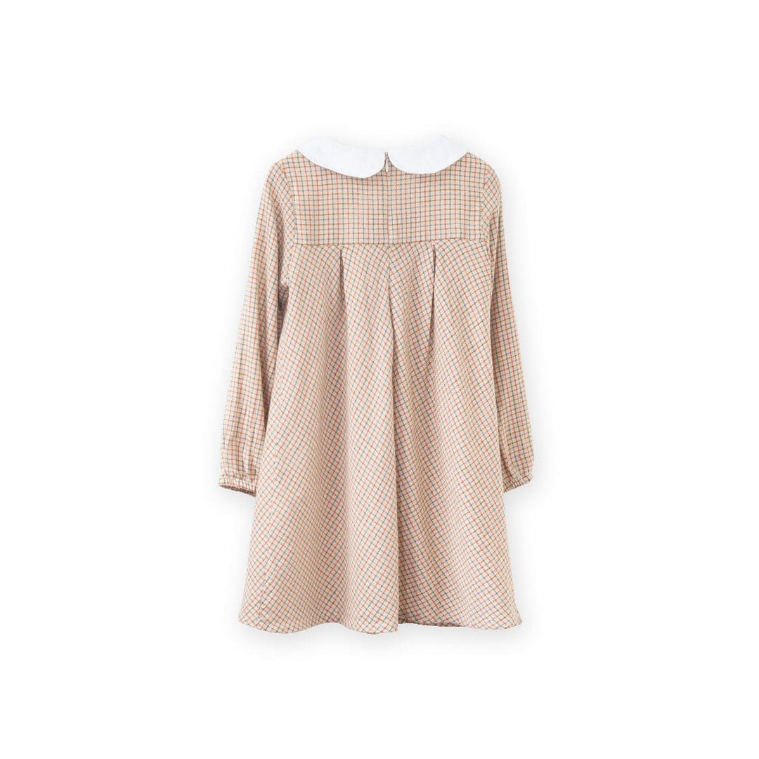 Brook Girls Dress - Beige Country Check
