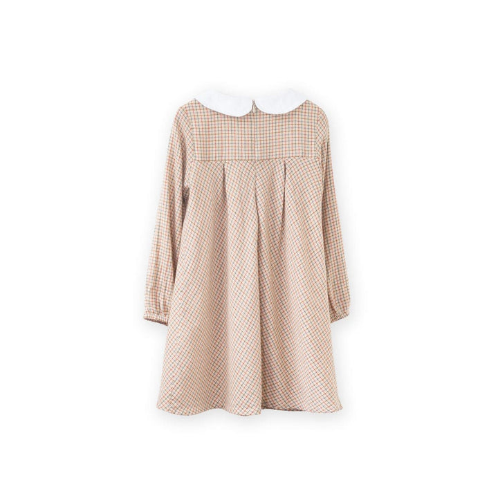 Brook Girls Dress - Beige Country Check