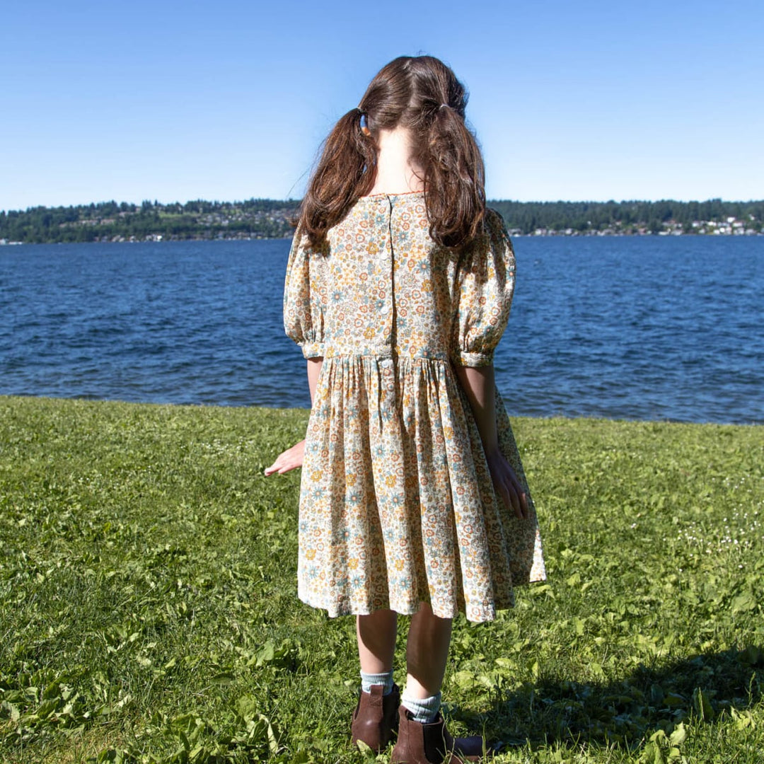 Girls' Short Puff Sleeve Dress - Cottonfield Floral