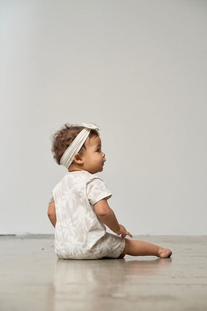 Palm Print Shortie Romper - Frost