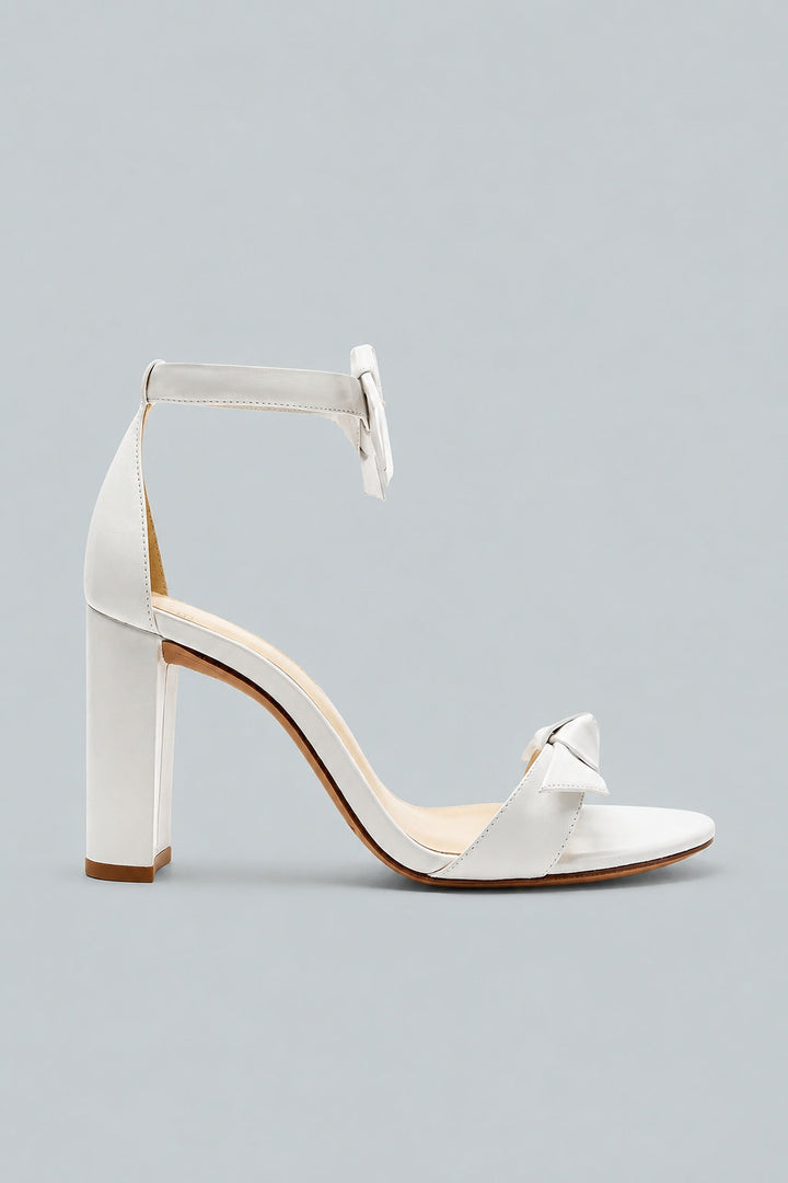Women's Clarita Ankle Tie High Block Heel Sandals - White