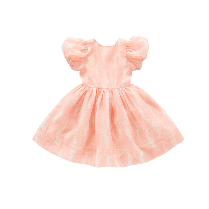 Fit & Flare Dress with Puff Sleeves - Pink