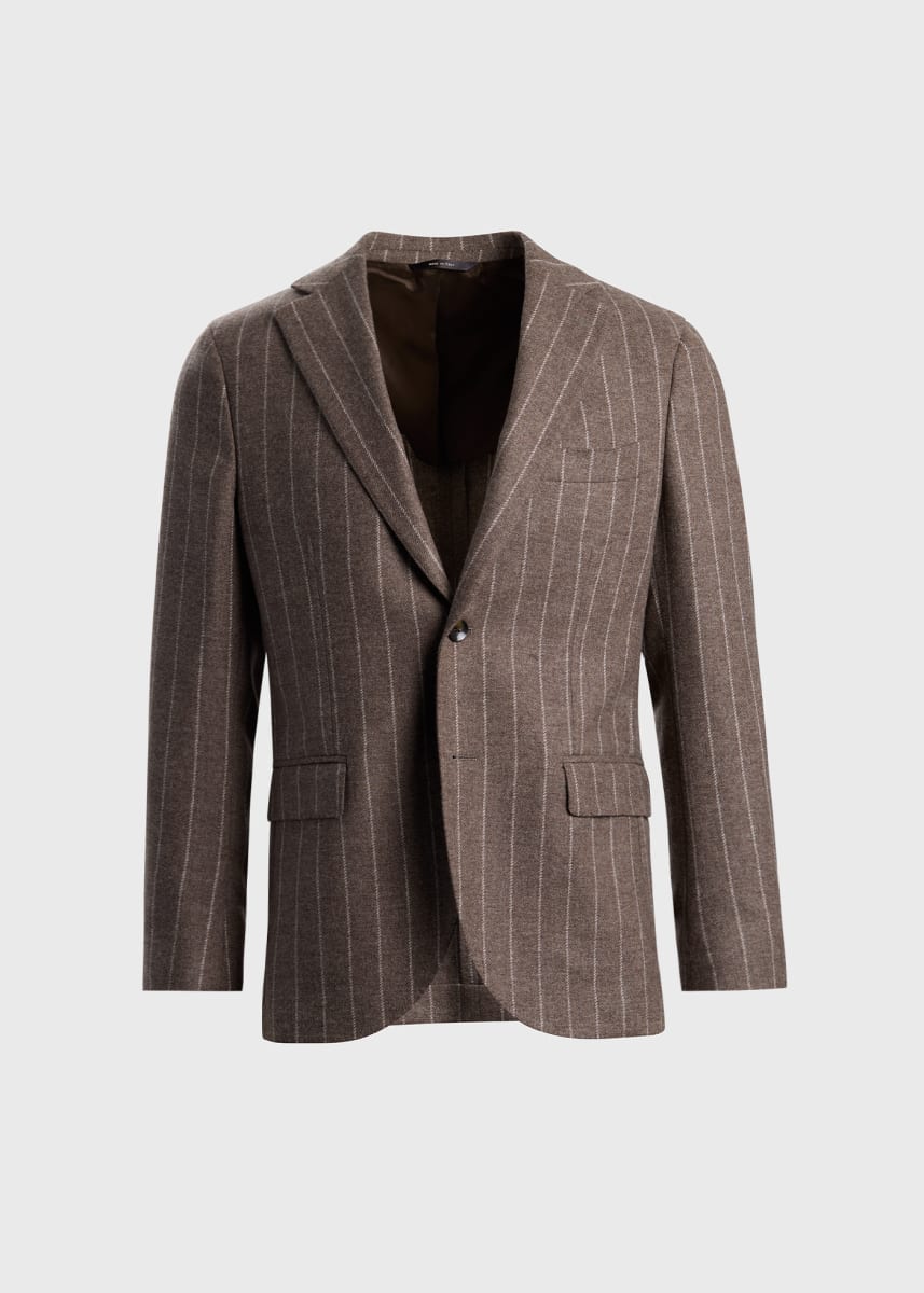 Taupe Chalk Stripe Jacket - Mink