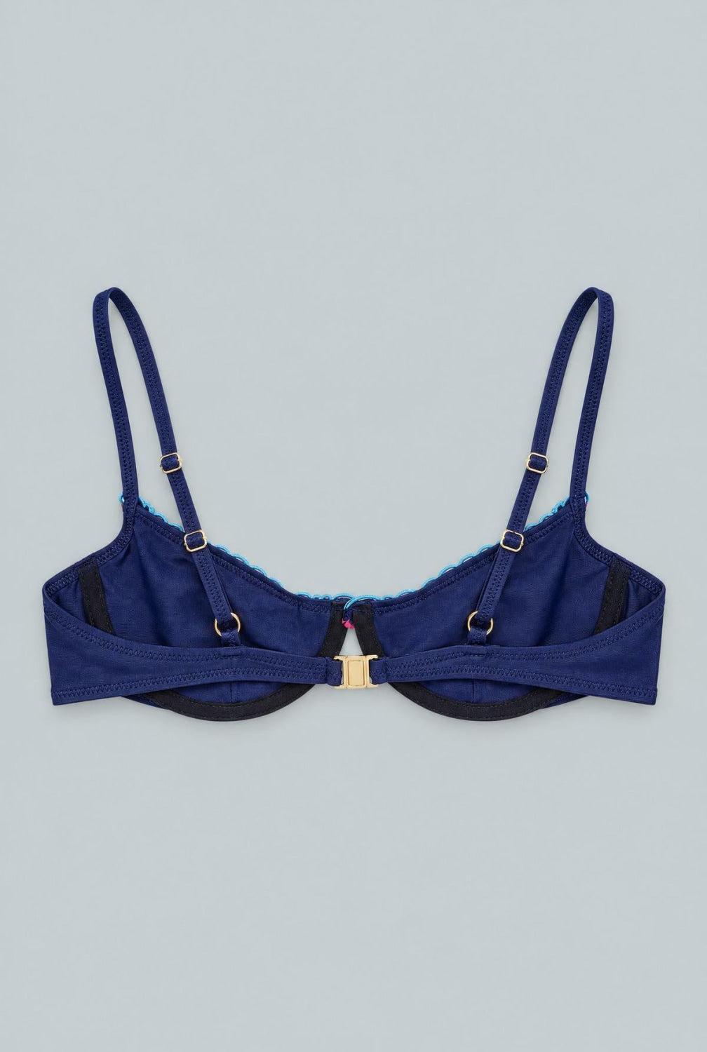 Daffodil Ruffle Bikini Top - Navy - Bikini Top