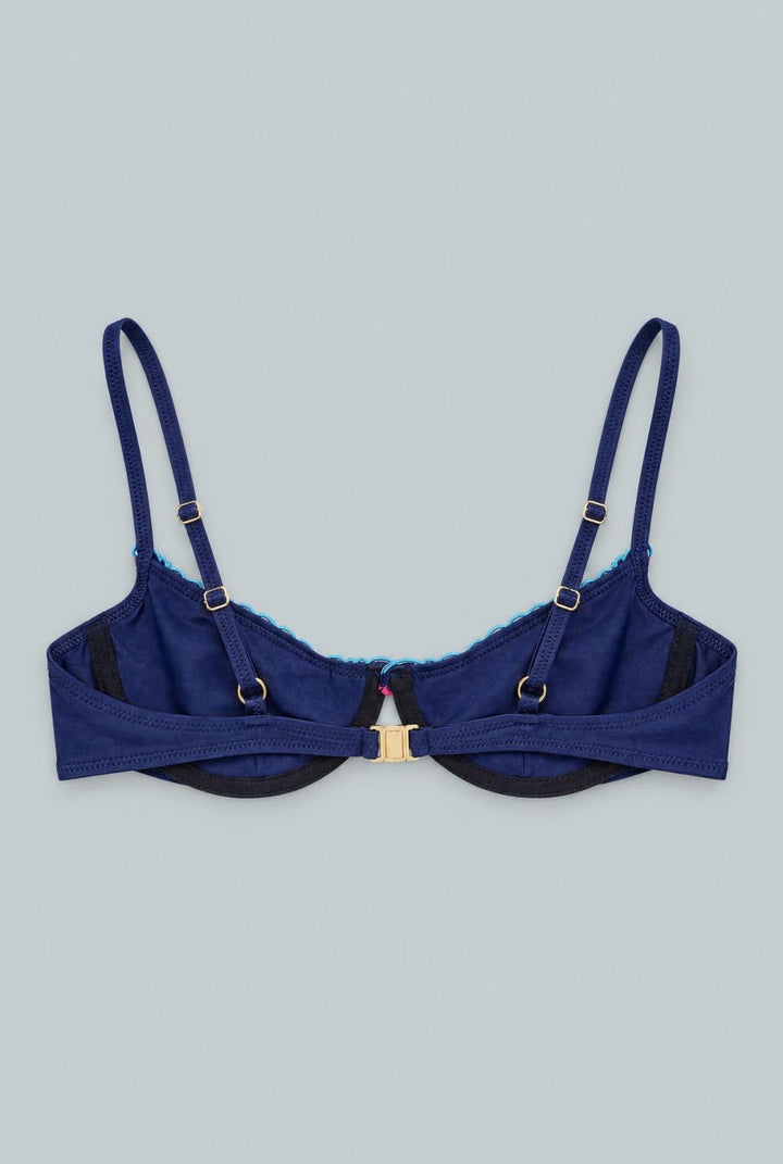 Daffodil Ruffle Bikini Top - Navy - Bikini Top