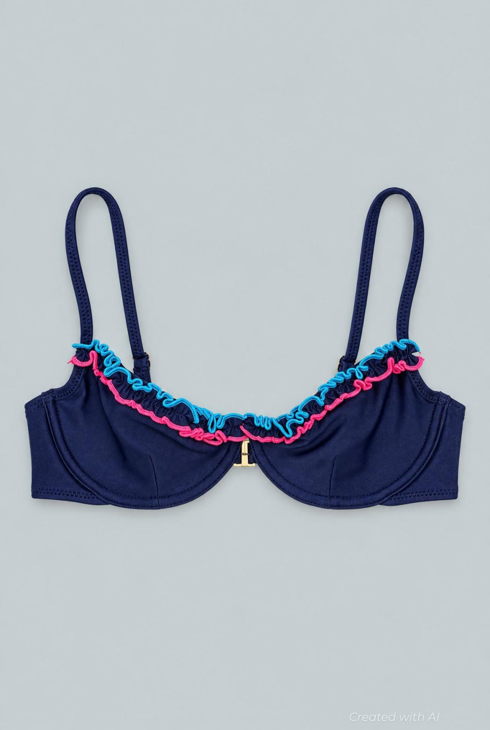 Daffodil Ruffle Bikini Top - Navy - Bikini Top