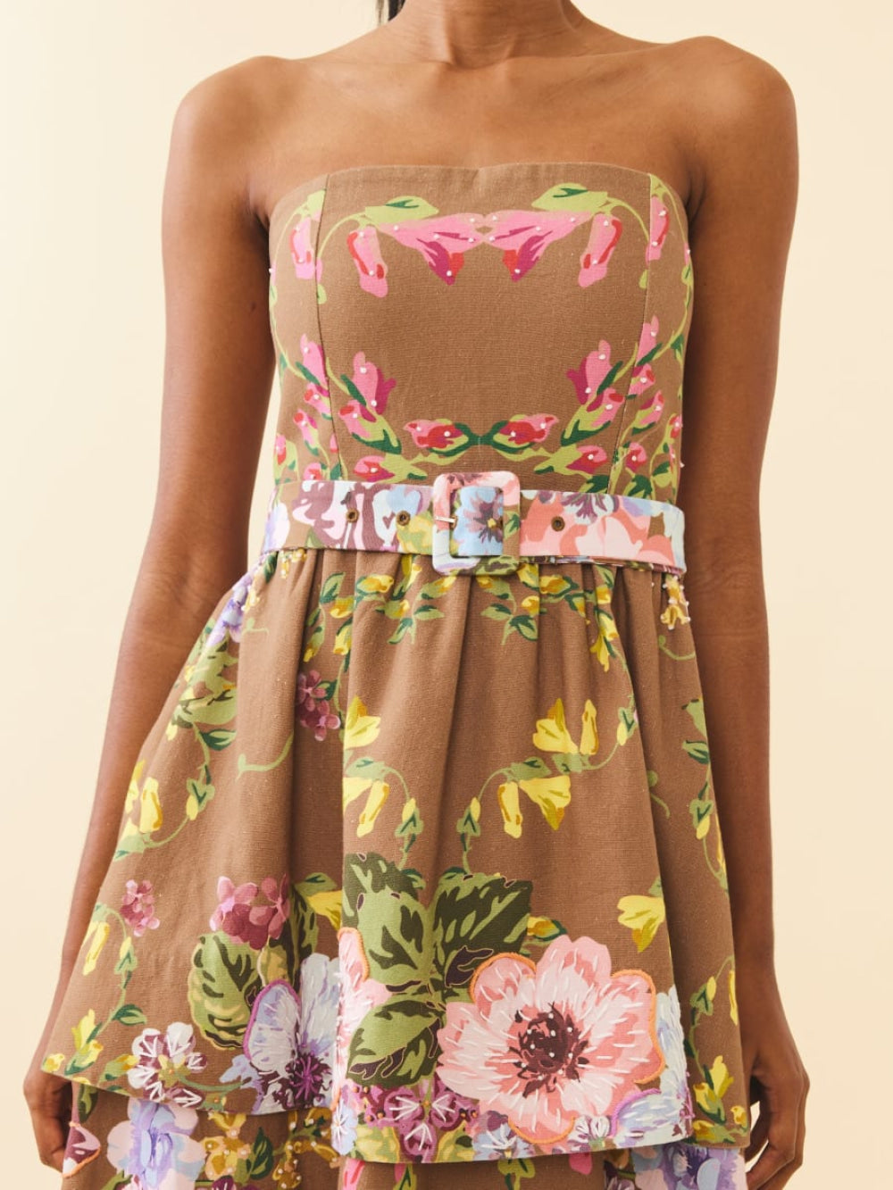 Daisy Dress - Caramel Victorian Floral - Dresses