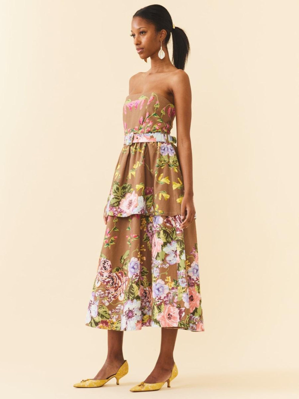 Daisy Dress - Caramel Victorian Floral - Dresses