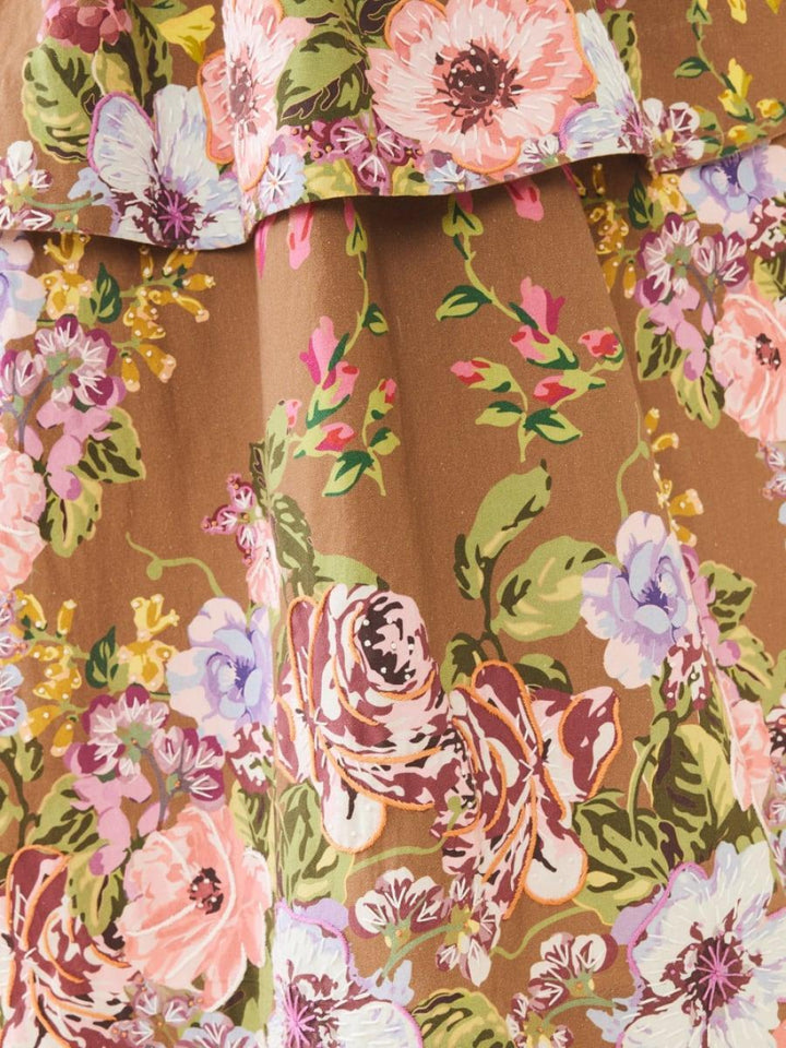 Daisy Dress - Caramel Victorian Floral - Dresses