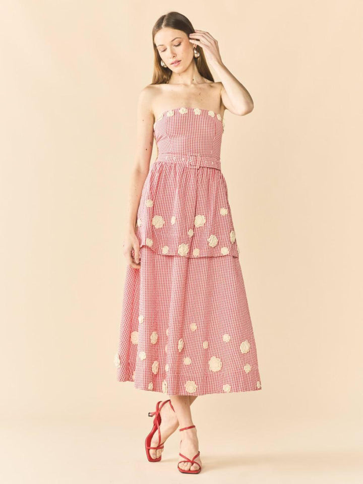 Daisy Dress X Rainey Collaboration - Red Gingham with Cream Crochet Appliqué - FINAL SALE - Dresses