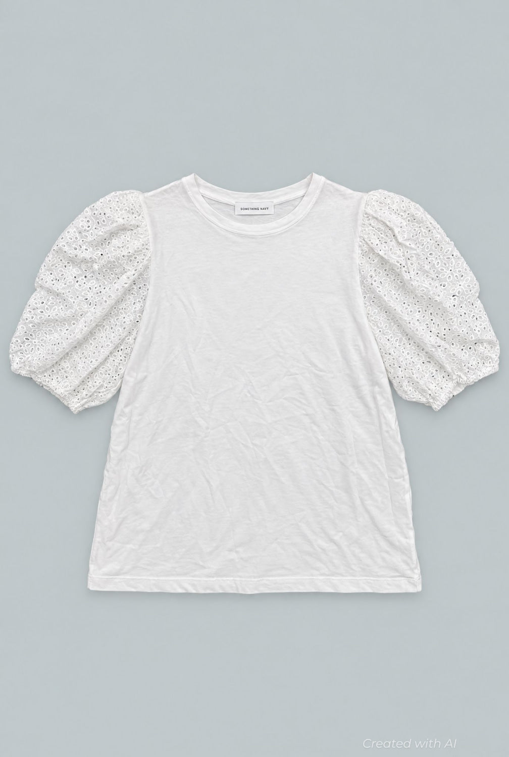 Dana Pouf Sleeve Top - White - Shirt