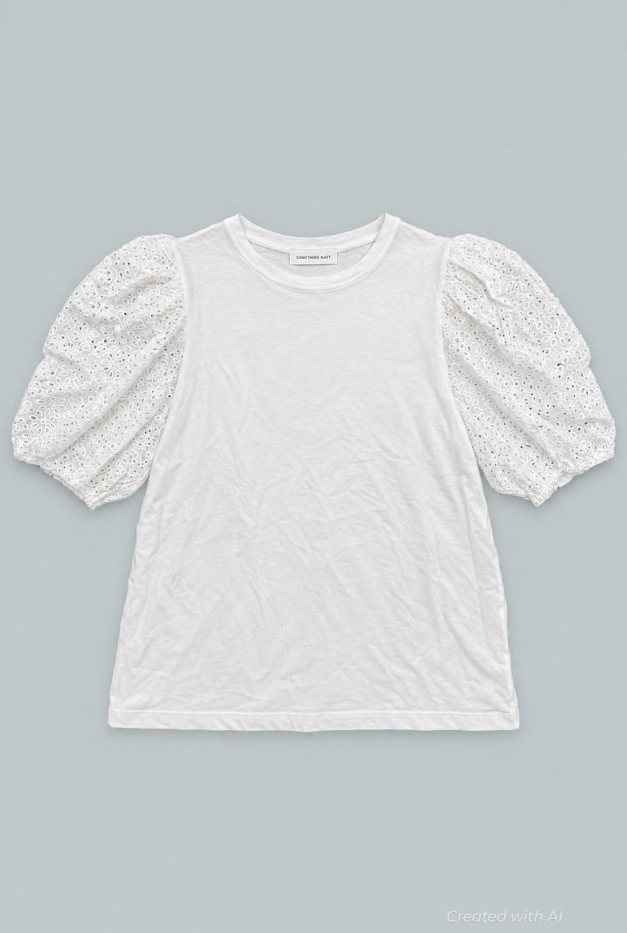 Dana Pouf Sleeve Top - White - Shirt
