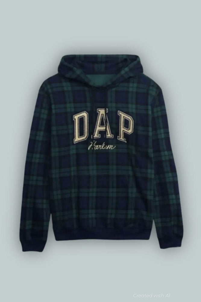 DAP GAP Plaid Hoodie - Green Plaid - M - Hoodie
