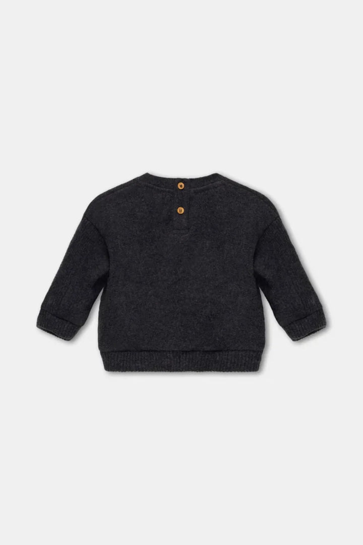Dark grey organic knit baby sweater - Dark grey - Sweater