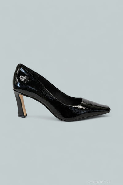 Darrah Crackled Patent Leather Pump - Black - Heels