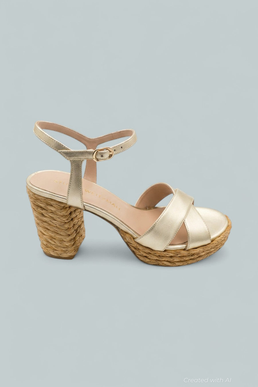Dayna Leather Espadrille Platform Sandals - Light Gold - 8 - Flats