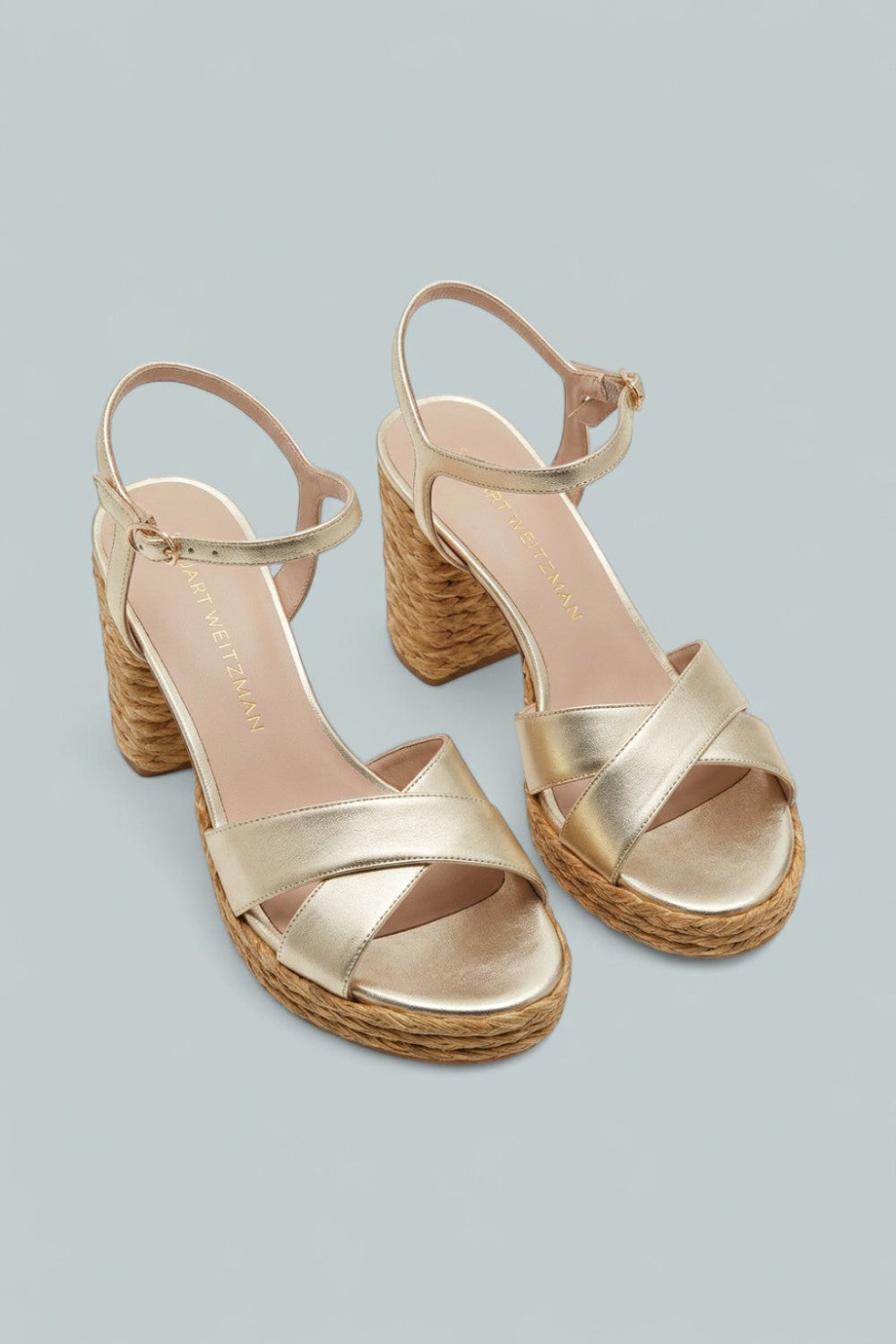 Dayna Leather Espadrille Platform Sandals - Light Gold - 8 - Flats