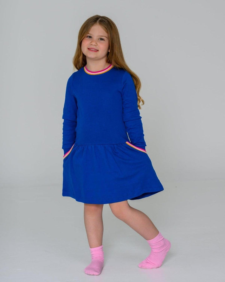 Rainbow Pocket Dress - Blue
